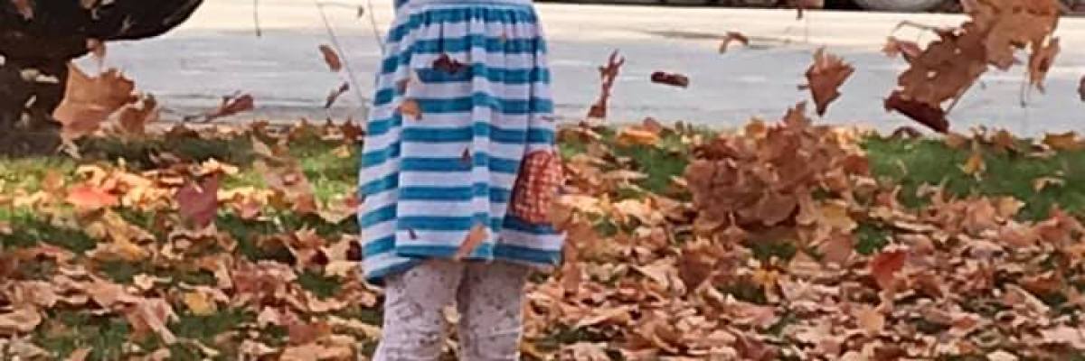 Gretchen playing in the leaves